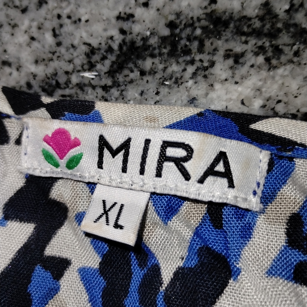 Mira tunic blue and taupe, metal embellishments v neck size xl - Picture 3 of 11